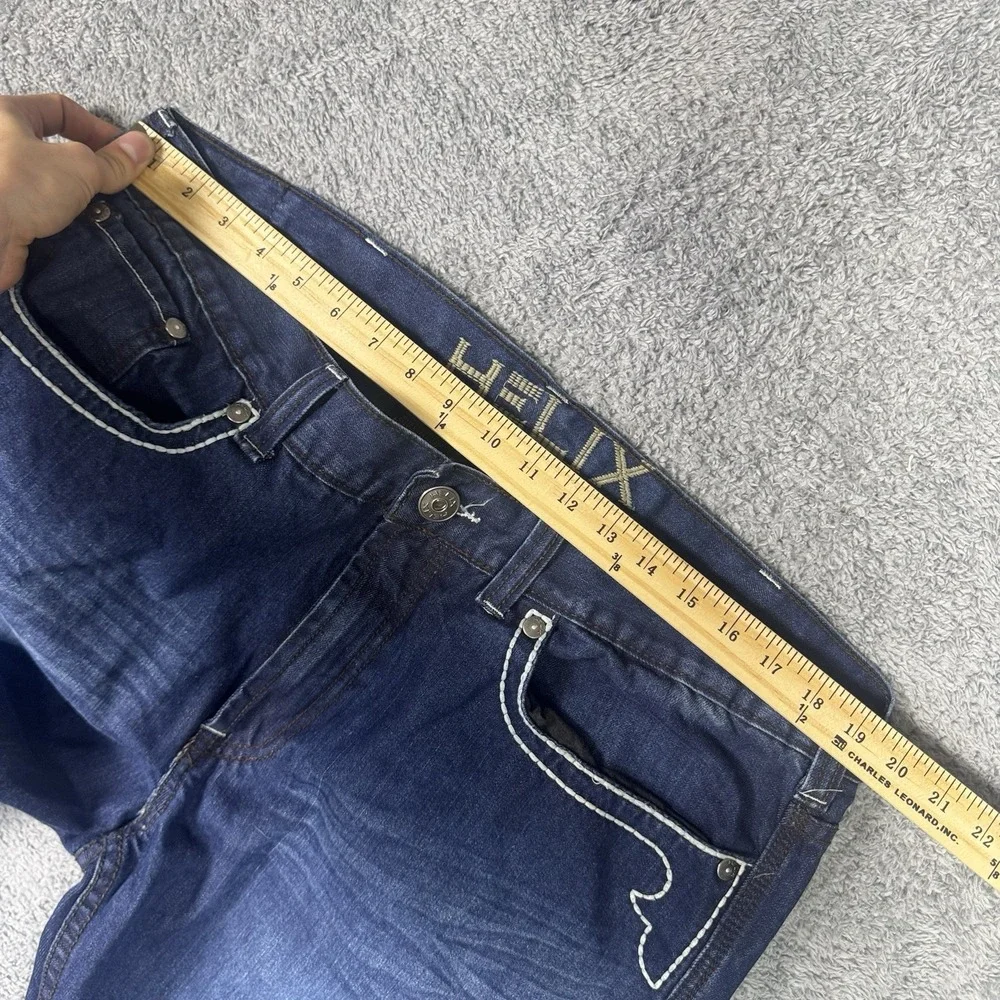 Helix Jeans Mens 38x30 Bootcut Embroidered Flames Cross Y2K Grunge Baggy